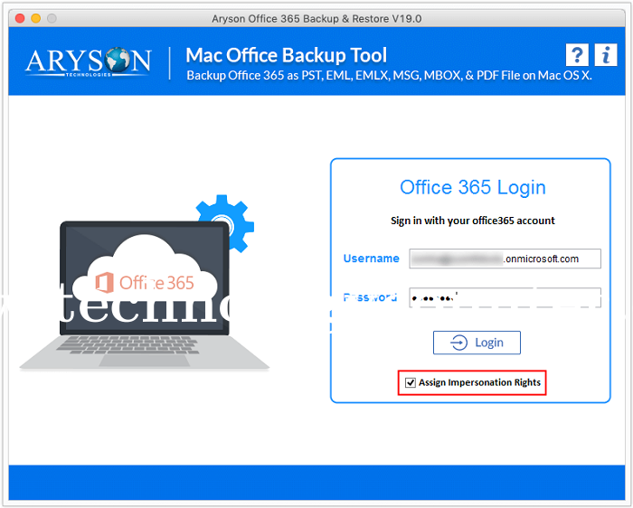 Aryson Mac Office 365 Backup Screenshots